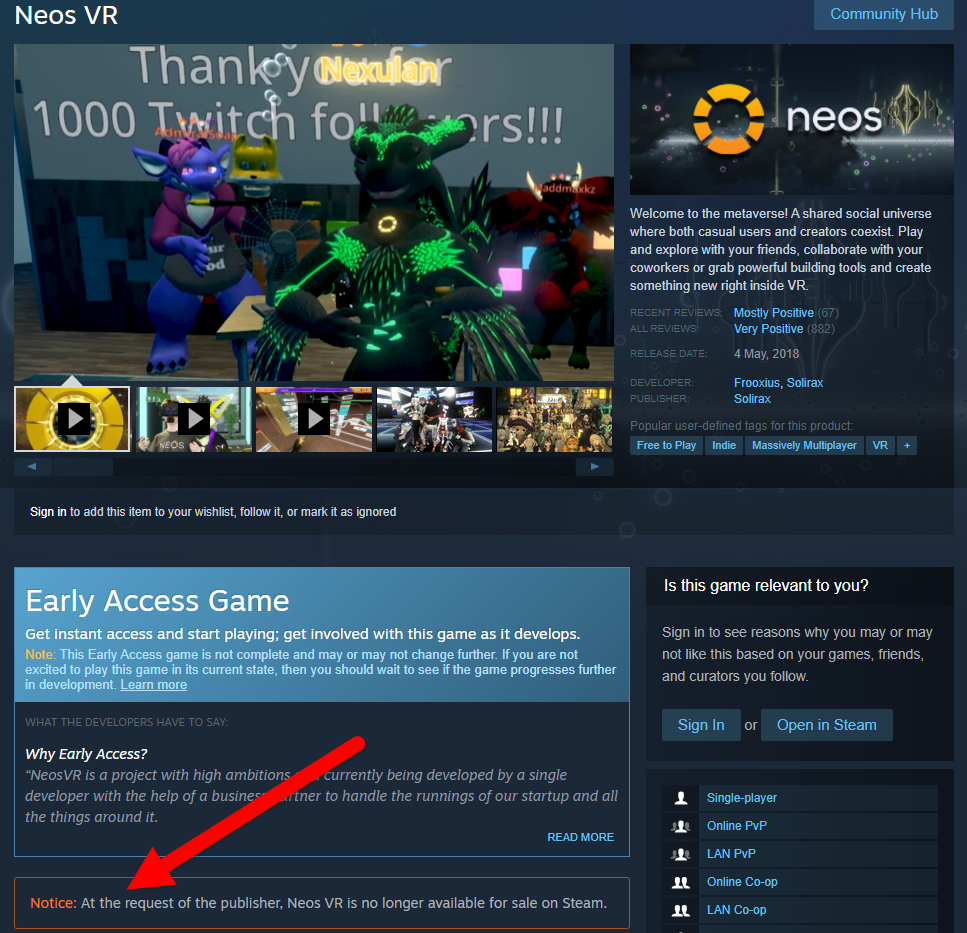 UPDATED! A Dispute Over Cryptocurrency Leads to Social VR Platform NeosVR  Being (Temporarily) Removed from Steam – Ryan Schultz